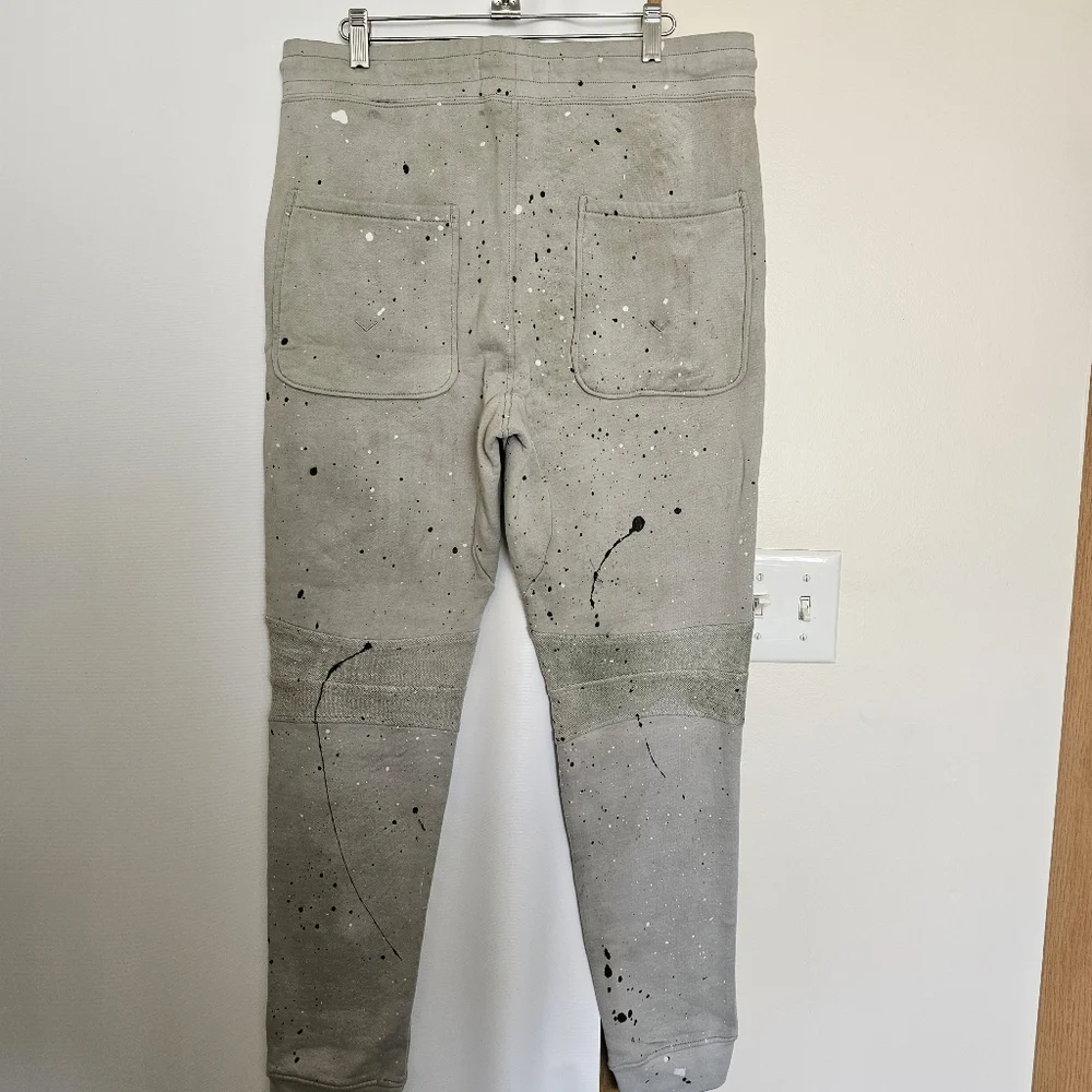 NWT Hudson Los Angeles Mens Moto Paint Splatter Confetti Gray Size M Joggers
